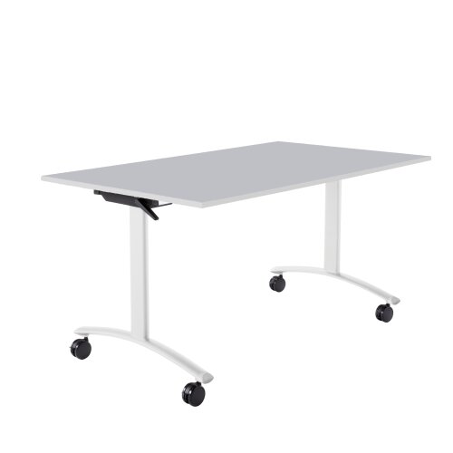 Klapptisch auf Rollen Serie Pro Tiefe 80cm  Dekor Ahorn Gestell Weiss Breite 120