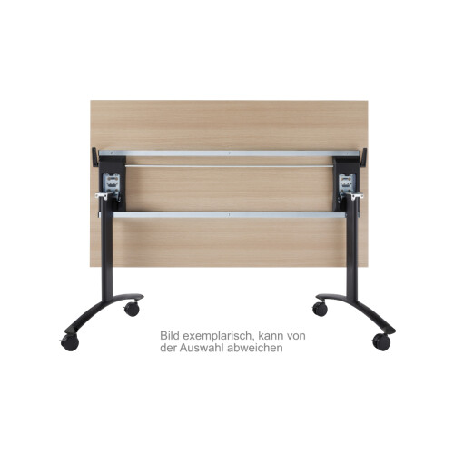 Klapptisch auf Rollen Serie Pro Tiefe 80cm  Dekor Ahorn Gestell Weiss Breite 120