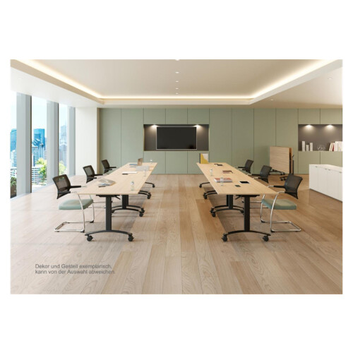 Klapptisch auf Rollen Serie Pro Tiefe 80cm  Dekor Ahorn Gestell Weiss Breite 120