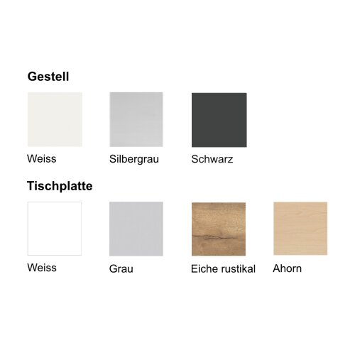 Klapptisch auf Rollen Serie Pro Tiefe 80cm  Dekor Weiss Gestell Silber Breite 120