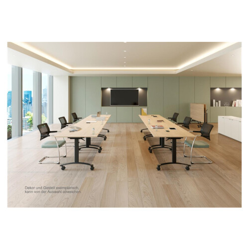 Klapptisch auf Rollen Serie Pro Tiefe 80cm  Dekor Buche Gestell Schwarz Breite 120
