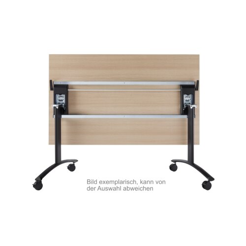 Klapptisch auf Rollen Serie Pro Tiefe 80cm  Dekor Ahorn Gestell Silber Breite 140