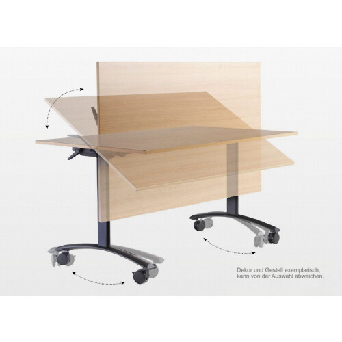 Klapptisch auf Rollen Serie Pro Tiefe 80cm  Dekor Weiss Gestell Weiss Breite 180