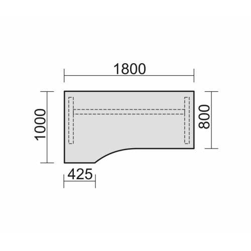 Schreibtisch  PC-Form links höhenverstellbar 180x 100 cm, Dekor: Weiss