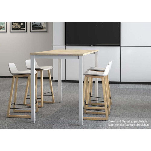 Stehtisch 4- Fuss Breite 160 cm Dekor Ahorn Gestell Anthrazit