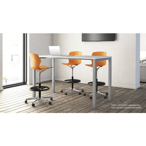 Stehtisch 4- Fuss Breite 160 cm Dekor Ahorn Gestell Anthrazit