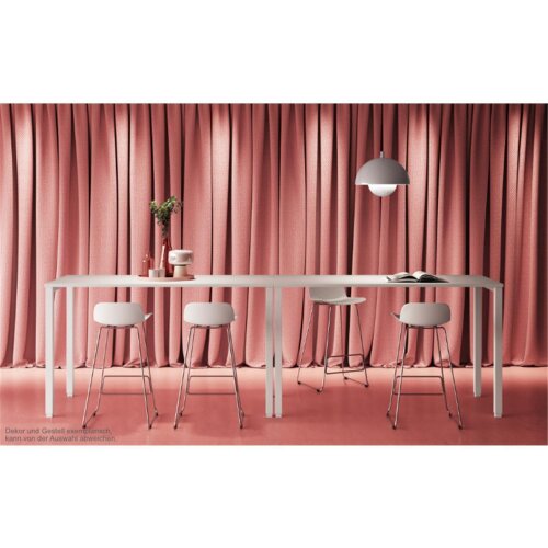 Stehtisch 4- Fuss Breite 120 cm Dekor Lichtgrau Gestell Anthrazit