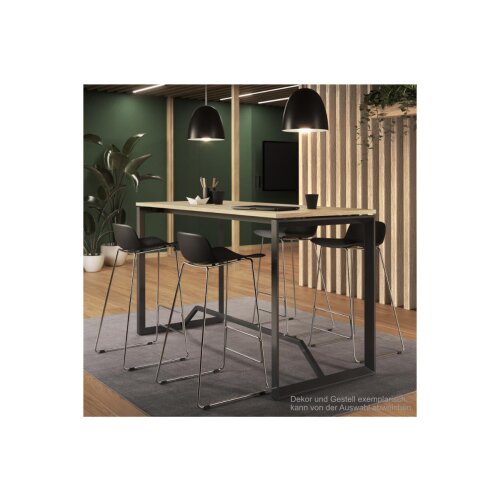 Stehtisch Design  Breite 160 cm Dekor Eiche Rustikal 3 Gestell Silber