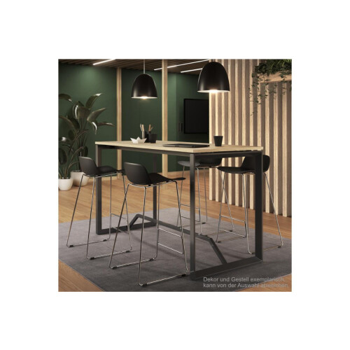 Stehtisch Design  Breite 160 cm Dekor Eiche Rustikal 3 Gestell Weiss