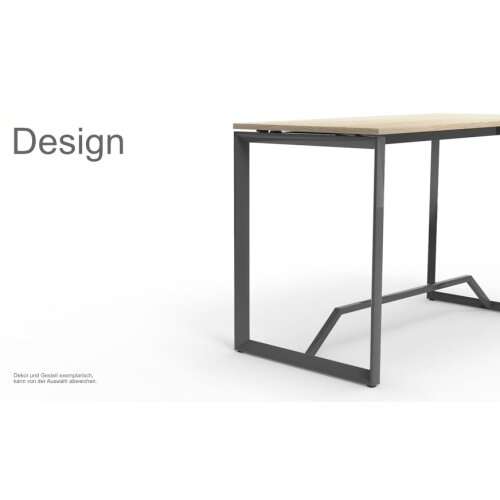 Stehtisch Design  Breite 160 cm Dekor Eiche Rustikal 3 Gestell Weiss