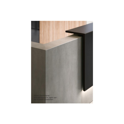 Empfangstheke Linear, Breite: 286 cm, Korpus: Beton, Ablage: dunkelgrau RAL 7022 lackiert