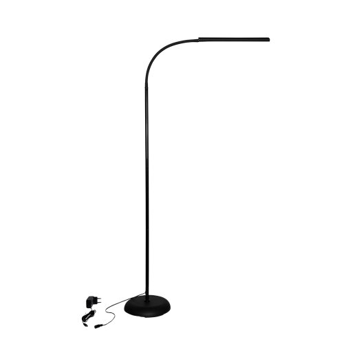 Kompakte LED Lese-Stehleuchte mit 4 Stufen Dimmer, Gestellfarbe Schwarz