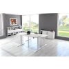 Elektrisch höhenverstellbarer Schreibtisch Serie Flex, im Maß: 160 x 80 cm, Dekor: Lichtgrau, Gestell: Silber