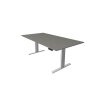 Elektrisch höhenverstellbarer Schreibtisch Serie Flex, im Maß: 180 x 80 cm, Dekor: Dunkelgrau, Gestell: Silber