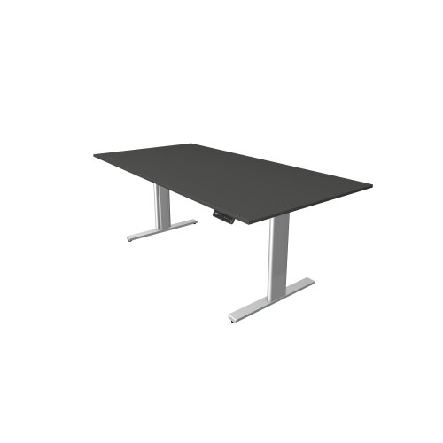 Elektrisch höhenverstellbarer Schreibtisch Serie Flex, im Maß: 180 x 80 cm, Dekor: Anthrazit, Gestell: Silber