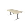Elektrisch höhenverstellbarer Schreibtisch Serie Flex, im Maß: 200 x 100 cm, Dekor: Ahorn, Gestell: Silber