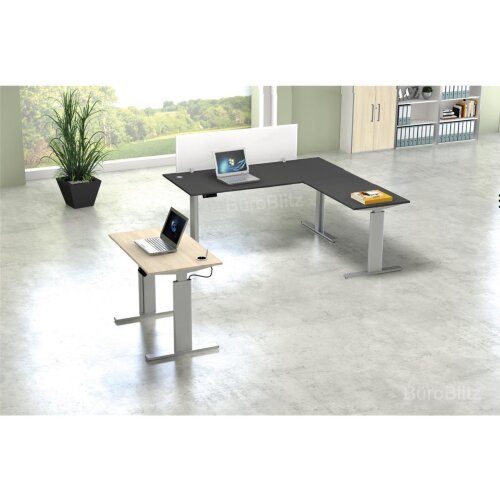 Elektrisch höhenverstellbarer Winkelschreibtisch Serie Flex, im Maß: 180 x 180 cm, Dekor: Anthrazit, Gestell: Anthrazit