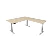 Elektrisch höhenverstellbarer Winkelschreibtisch Serie Star Höhenverstellung von 64-129 cm, im Maß: 200 x 220 cm, Dekor: Ahorn, Gestell:  Silber