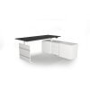 Elektrisch höhenverstellbarer Schreibtisch mit Anbausideboard Serie Flex, im Maß: 180 x 160 cm, Dekor: Anthrazit, Gestell: Silber