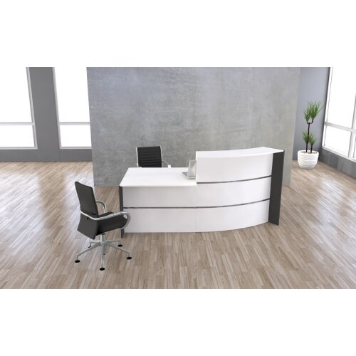 Empfangstheke Bogenform mit Beratungsplatz 229 cm breit