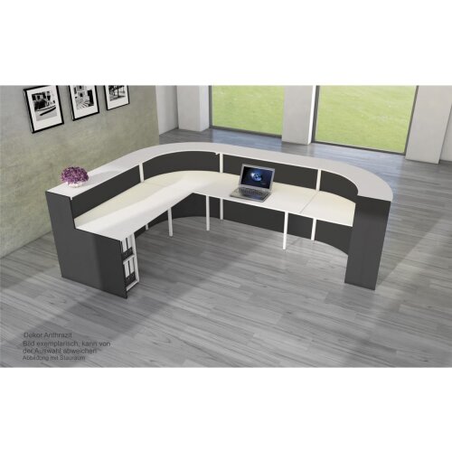 Empfangstheke L-Form 325cm breit, Dekor: Weiss