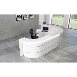 Empfangstheke L-Form 325cm breit, Dekor: Weiss