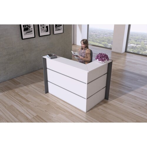 Empfangsecktheke 150 cm breit weiss oder Anthrazit