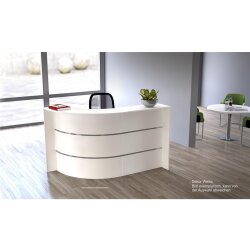 Empfangstheke Bogenform kompakt 175 cm breit, Dekor: Weiss