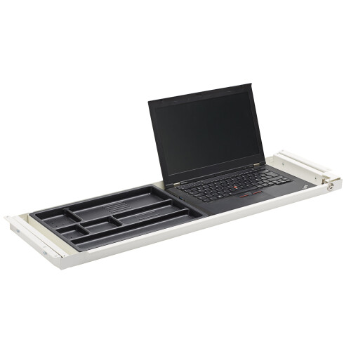 breite Untertischschublade, abschließbar, Farbe: Schwarz