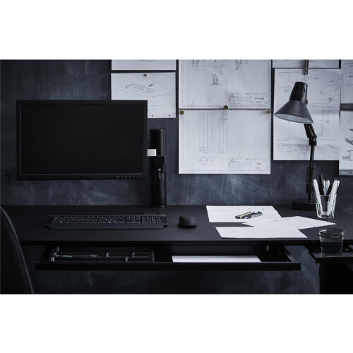 breite Untertischschublade, abschließbar, Farbe: Schwarz