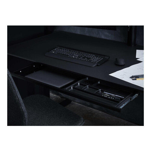 breite Untertischschublade, abschließbar, Farbe: Schwarz