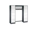 Offene Schliessfachgarderobe extra breit 10 Fächer Korpus RAL 9016 Verkehrsweiß, Türen RDS 1108060 Clowngrün