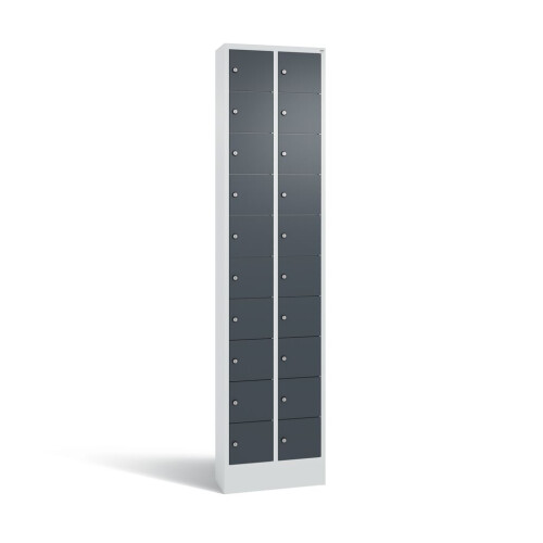 Kleinfachschrank 20 Fächer Korpus RAL 7035 Lichtgrau, Türen RAL 7016 Anthrazitgrau