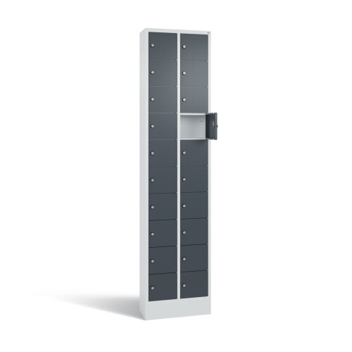 Kleinfachschrank 20 Fächer Korpus RAL 7035 Lichtgrau, Türen RAL 7016 Anthrazitgrau