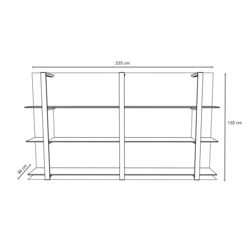 Wandregal Serie ISEO 2 Abteile 3 Ordnerhöhen