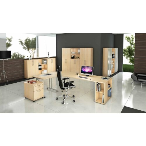 Schreibtisch C-Fuß, 120x80 cm Dekor Grau