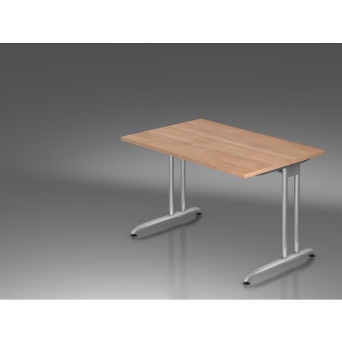 Schreibtisch C-Fuß, 120x80 cm Dekor Nussbaum hell