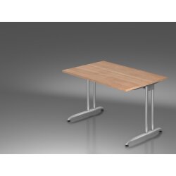 Schreibtisch C-Fuß, 120x80 cm Dekor Nussbaum hell