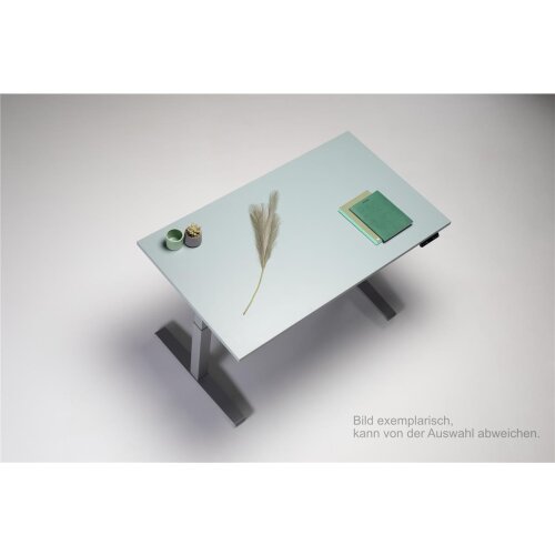 Schreibtisch elektrisch höhenverstellbar Serie E3MT Mass: 160 x 80 cm Dekor Nussbaum Dunkel Gestell Silber