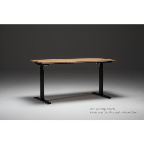 Schreibtisch elektrisch höhenverstellbar Serie E3MT Mass: 160 x 80 cm Dekor Nussbaum Dunkel Gestell Silber
