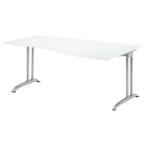 Schreibtisch, Freiform C-Fuß, 180x100x80 cm Dekor Weiss