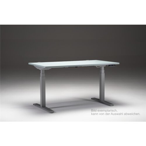 Schreibtisch elektrisch höhenverstellbar Serie E3MT Mass: 180 x 80 cm Dekor Grau Gestell Silber