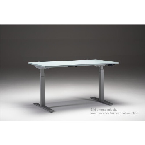 Schreibtisch elektrisch höhenverstellbar Serie E3MT Mass: 180 x 80 cm Dekor Buche Gestell Silber