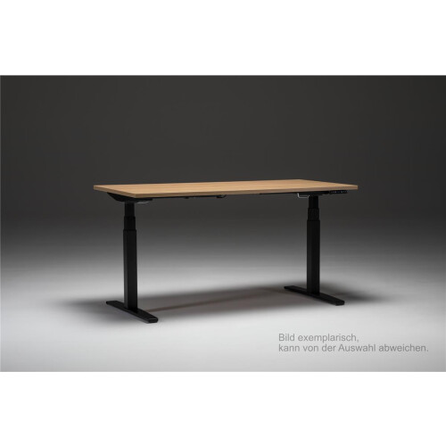 Schreibtisch elektrisch höhenverstellbar Serie E3MT Mass: 180 x 80 cm Dekor Buche Gestell Silber