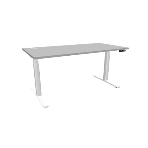 Schreibtisch elektrisch höhenverstellbar Serie E3MT Mass: 180 x 90 cm Dekor Grau Gestell Silber