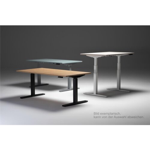 Schreibtisch elektrisch höhenverstellbar Serie E3MT Mass: 180 x 90 cm Dekor Grau Gestell Silber