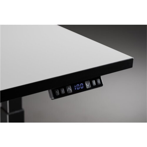 Schreibtisch elektrisch höhenverstellbar Serie E3MT Mass: 180 x 90 cm Dekor Weiss Gestell Silber