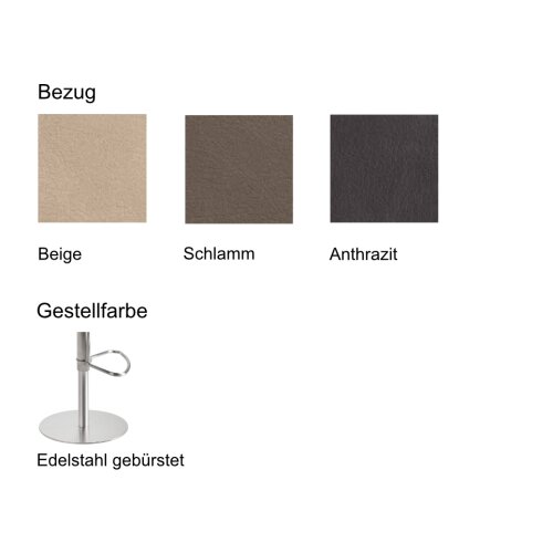 Tresenhocker Gestell: Edelstahl gebürstet, Bezug: Kunstleder Beige