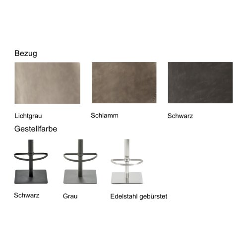 Tresenhocker verschiedene Ausführungen, Gestellfarbe: Grau , Bezug: Kunstleder Lichtgrau