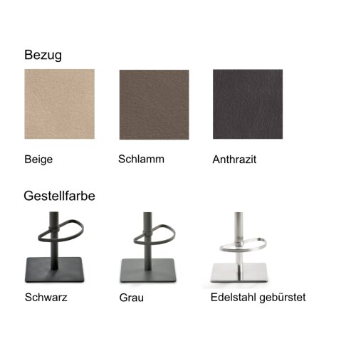 Barhocker Sitz in Lederoptik, Gestellfarbe: Grau , Bezug: Kunstleder Anthrazit